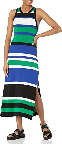 Women's High-Neck Cut-In A-Line Side Slit Maxi Sweater Dress